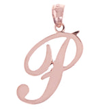 14k Rose Gold Initial Letter P Alphabet Charm Pendant - Letter P,Rose