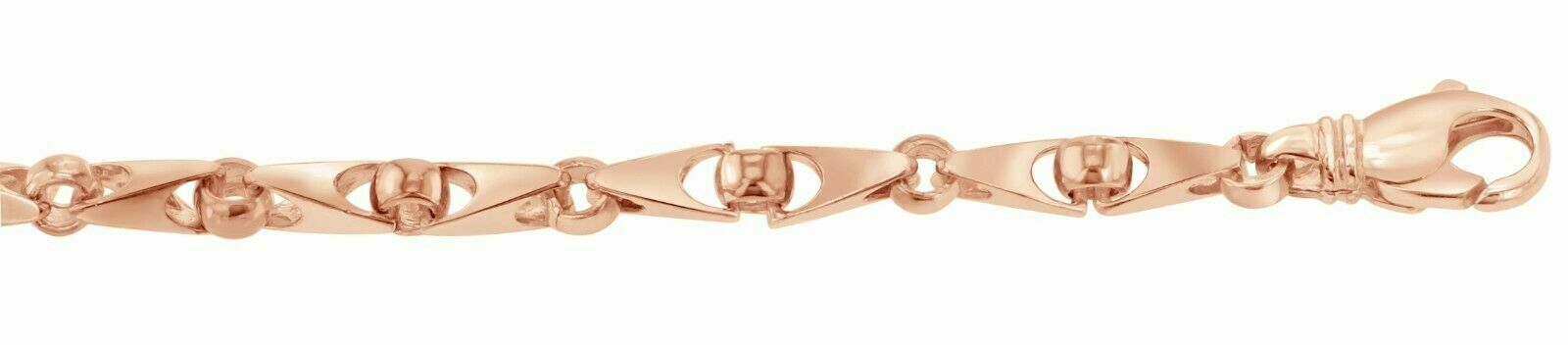 14k Rose Gold Handmade Fashion Link Bracelet 7" 5mm 17 grams - Rose,7"