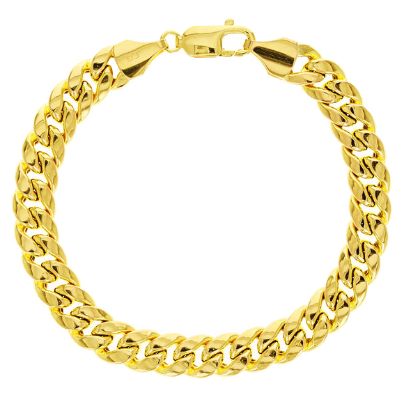 Italian 14k Yellow Gold Hollow Miami Cuban Chain Bracelet 8