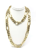 Men's 10k Yellow Gold Solid Figaro Chain Necklace 30" 12.5mm 162.8 grams