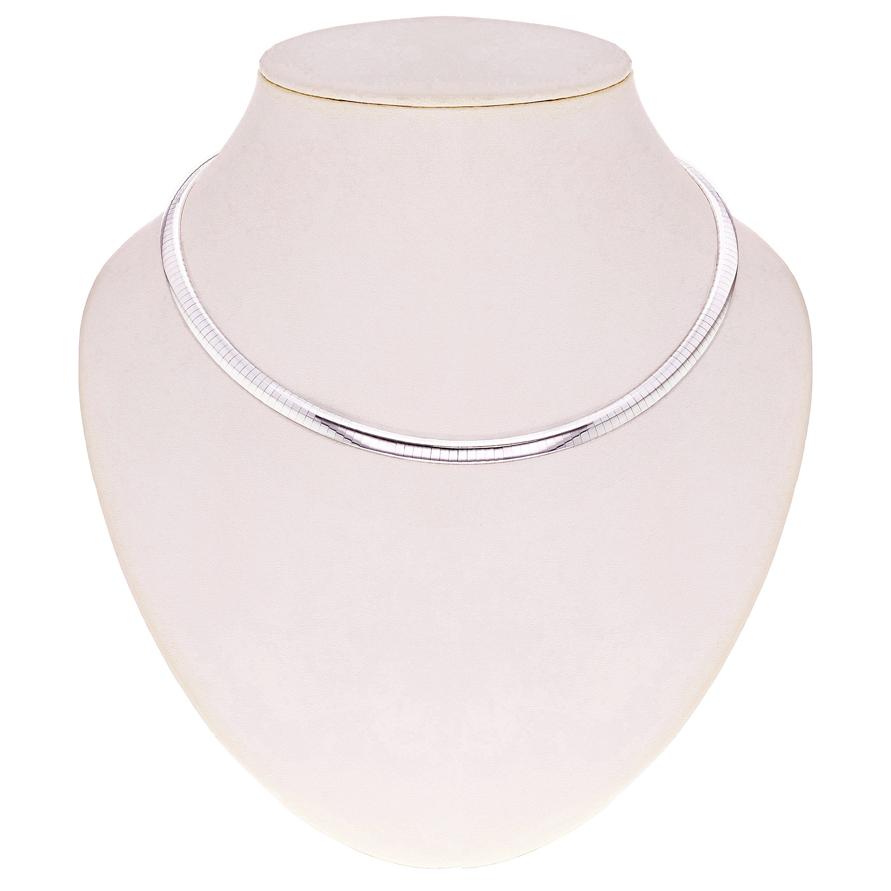 Women's Italian 14k White Gold Omega Necklace Choker 18" 6mm 36.3 grams - 36.3 grams