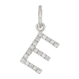14k White Gold Diamond Initial Letter E Charm Pendant - Letter E,White