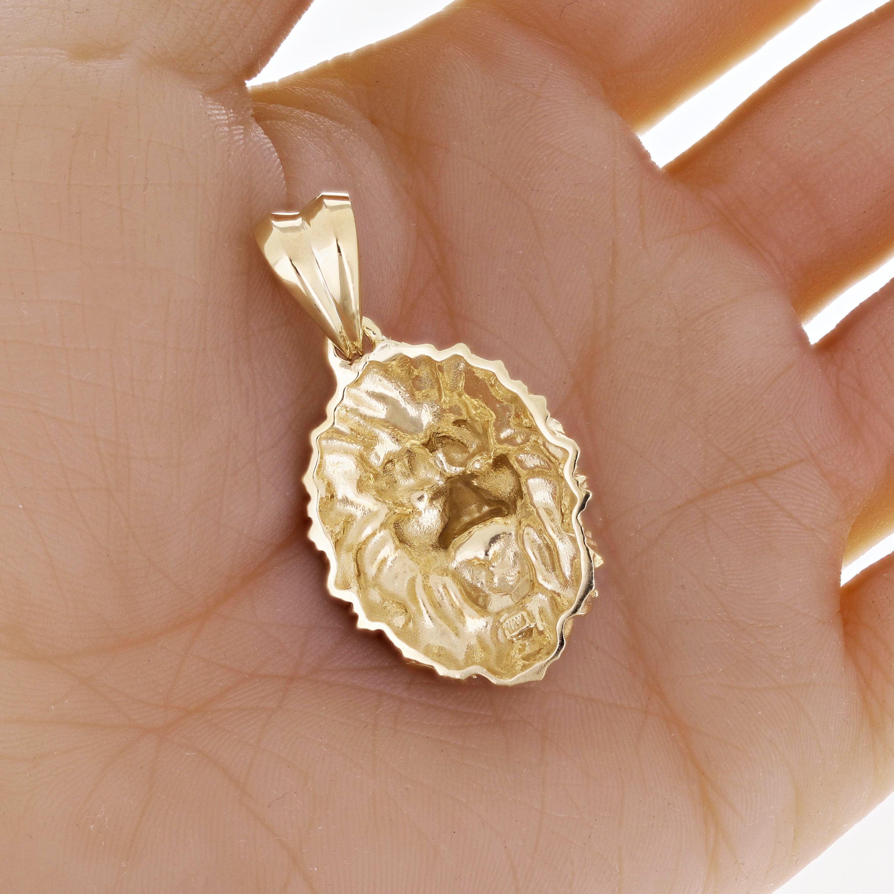 14k Yellow Gold 3D Lion Head Charm Pendant 1.8" 14.3 grams