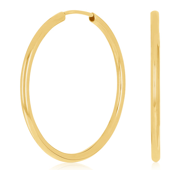 Italian 14k Yellow Gold High Polish Round Endless Hoop Earrings 1