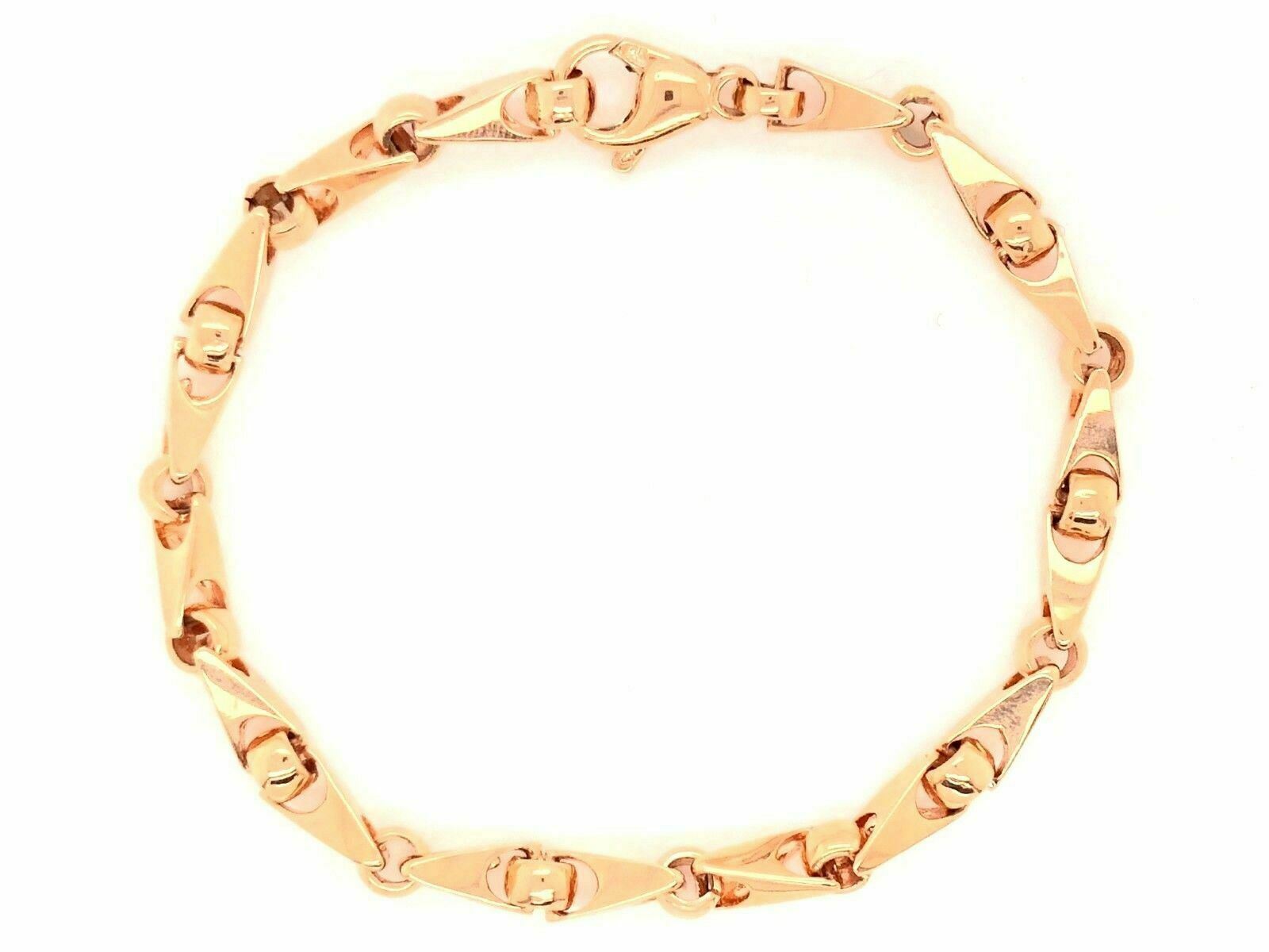 14k Rose Gold Handmade Fashion Link Bracelet 7.5" 5mm 19 grams - Rose,7.5"