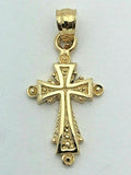 14k Yellow Gold Solid Small Religious Filigree Cross Charm Pendant 1.3 grams