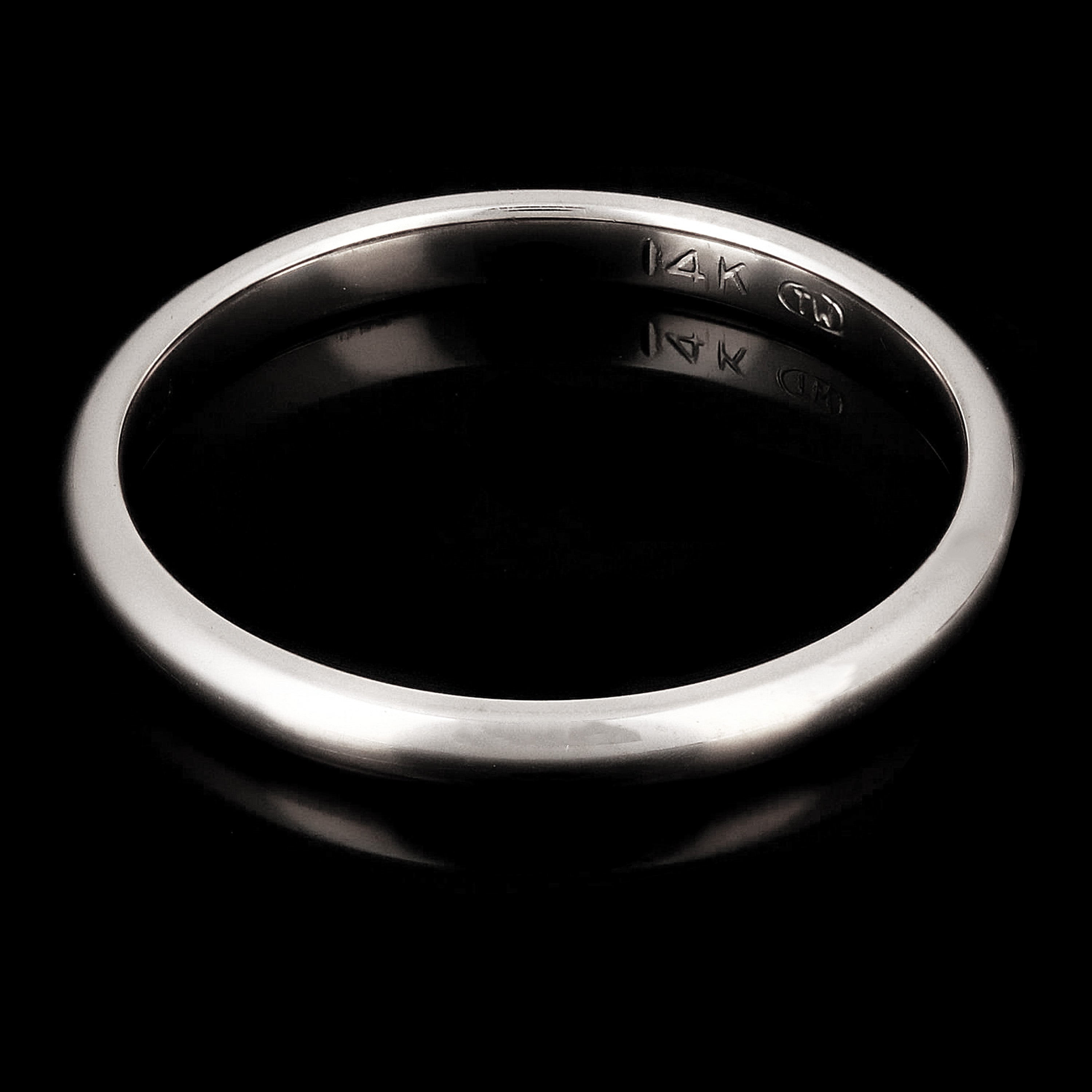 14k White Gold Comfort Fit Plain Wedding Band Ring 2mm Size 5 - White,2mm Ring Size 5