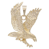 14k Yellow Gold Solid Diamond Cut Flying American Eagle Charm Pendant 1.6" 9.8g - Yellow