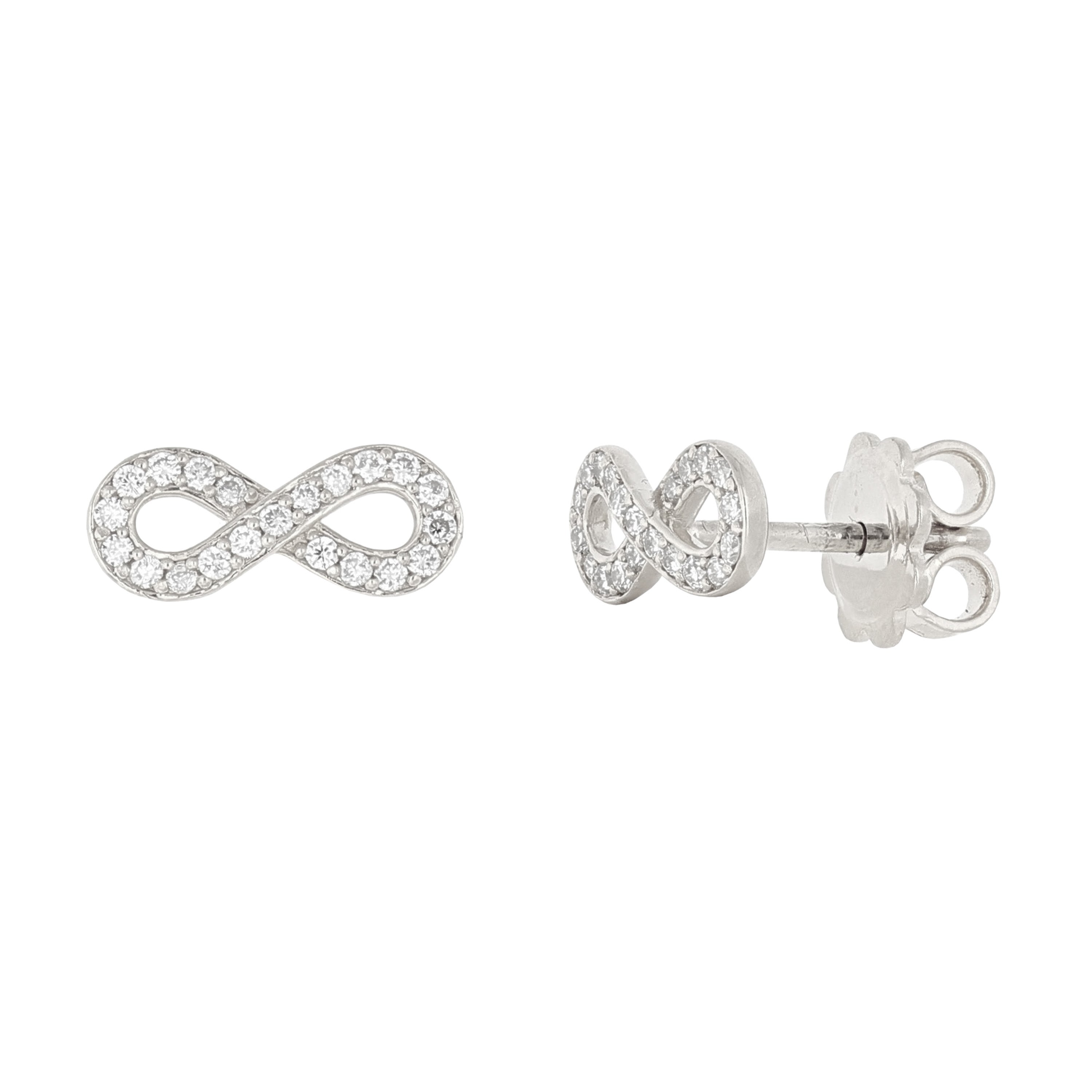 14k White Gold 0.30ctw Diamond Infinity Symbol Stud Earrings