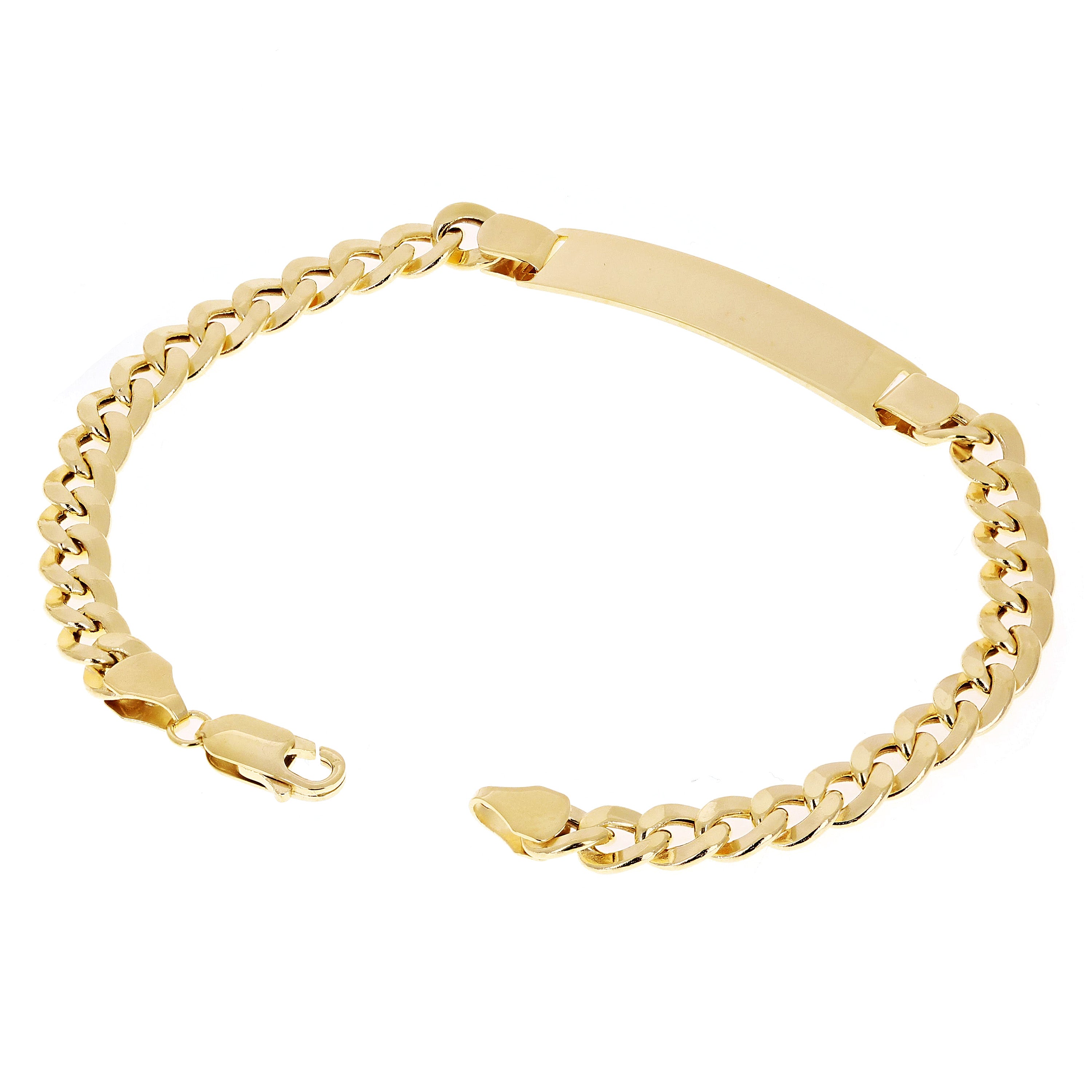 Italian 14k Yellow Gold Hollow Engravable Cuban ID Bracelet 7.5" 6.7 grams 6.9mm