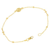 Italian 14k Yellow Gold Miraculous Medal Charm Rosary Bracelet 7" 2.1 grams