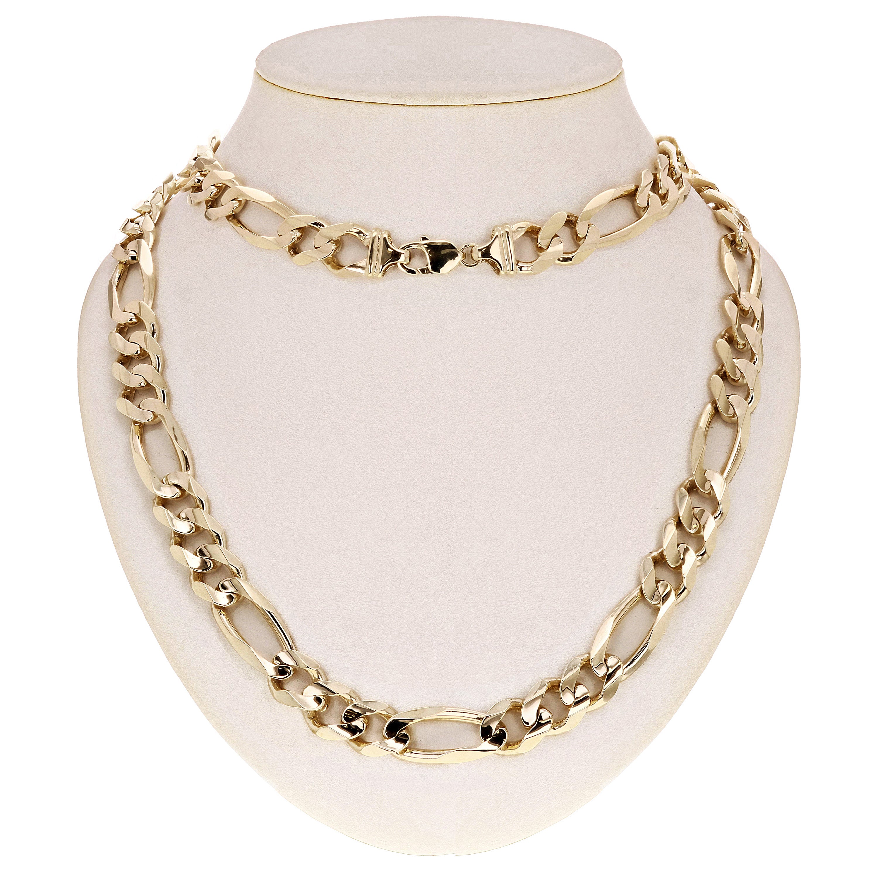 Men's 14k Yellow Gold Figaro Chain Necklace Heavy Solid Gold 20" 14mm 140 grams - 20"