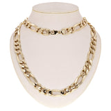 Men's 14k Yellow Gold Figaro Chain Necklace Heavy Solid Gold 20" 14mm 140 grams - 20"