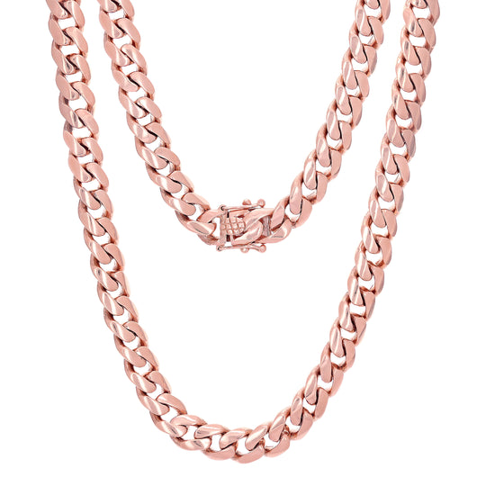 10k Rose Gold Solid Heavy Miami Cuban Chain Necklace 22