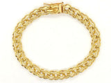 10k Yellow Gold Solid Double Link Charm Bracelet 7" 7.5mm 15.8 grams
