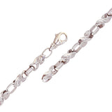 14k White Gold Solid Handmade Fashion Link Bracelet 7" 6.5mm 29.3 grams - White,7" 29.3 grams