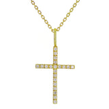 14k Yellow Gold Diamond Cross Pendant Necklace 18" - Yellow