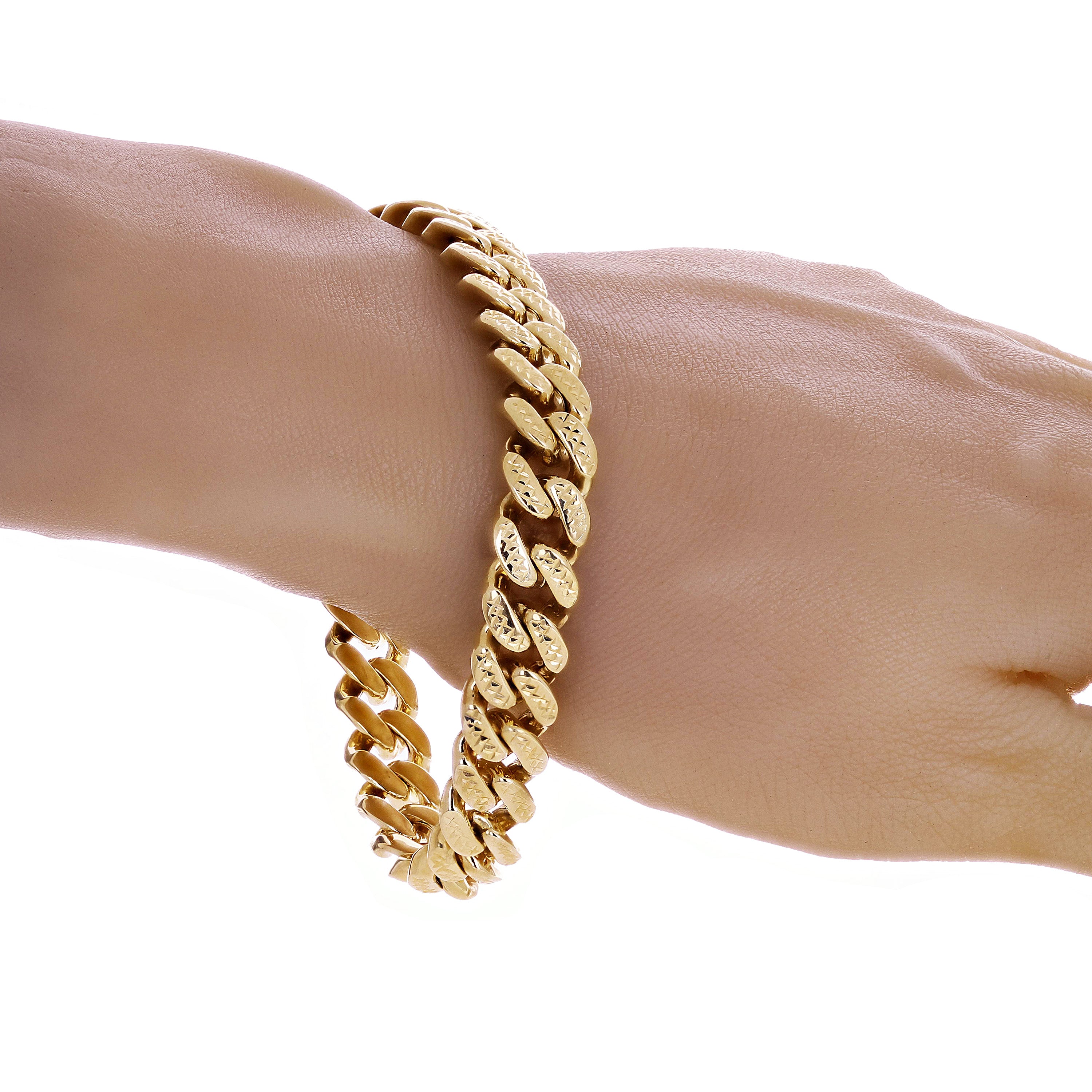 Italian 14k Yellow Gold Hollow Cuban Chain Bracelet 8.75" 11mm 21.5 grams - 11mm 8.75" 21.5 grams