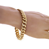 Italian 14k Yellow Gold Hollow Cuban Chain Bracelet 8.75" 11mm 21.5 grams - 11mm 8.75" 21.5 grams