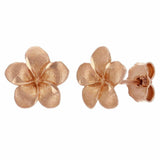 14k Rose Gold Hawaiian Plumeria Flower Earrings Small or Medium Size - Medium