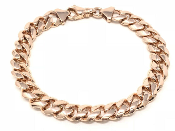 14k Rose Gold Miami Cuban Chain Bracelet 8.75