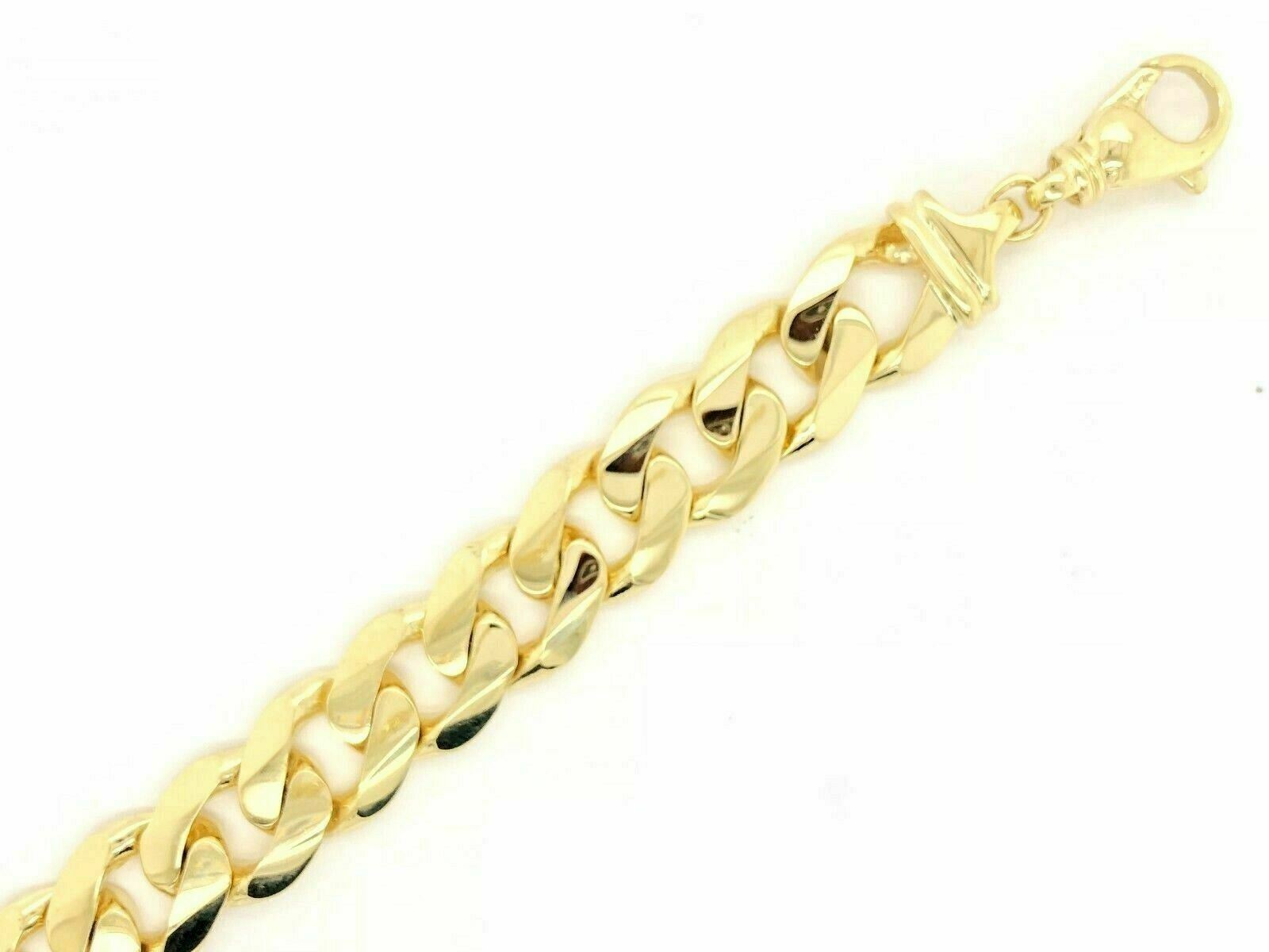 Men's 14k Yellow Gold Solid Heavy Cuban Link Chain Bracelet 8.5" 15.6mm 77.5g - 8.5"