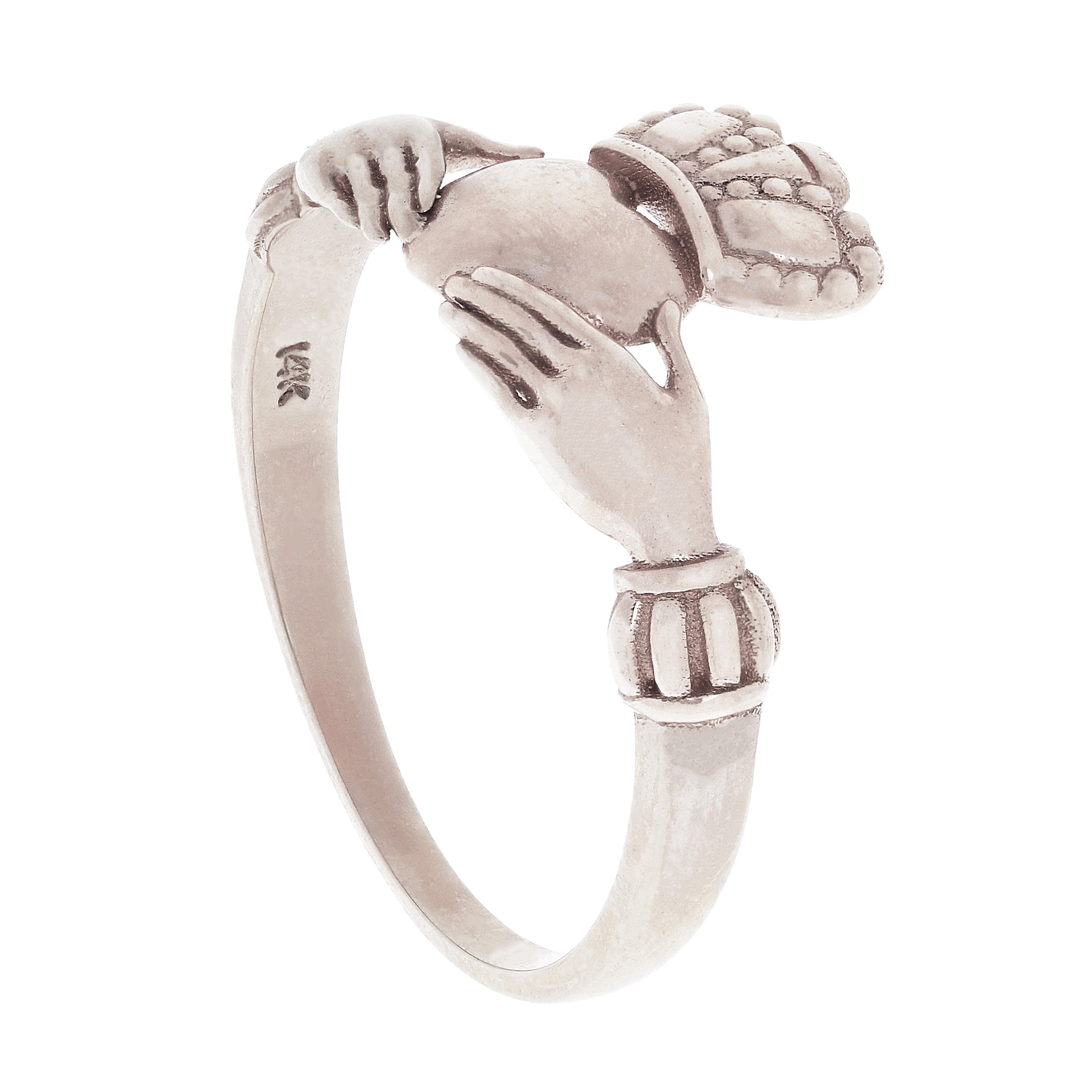 14k White Gold Irish Claddagh Love Friendship Ring Size 5 - White,Ring Size 5