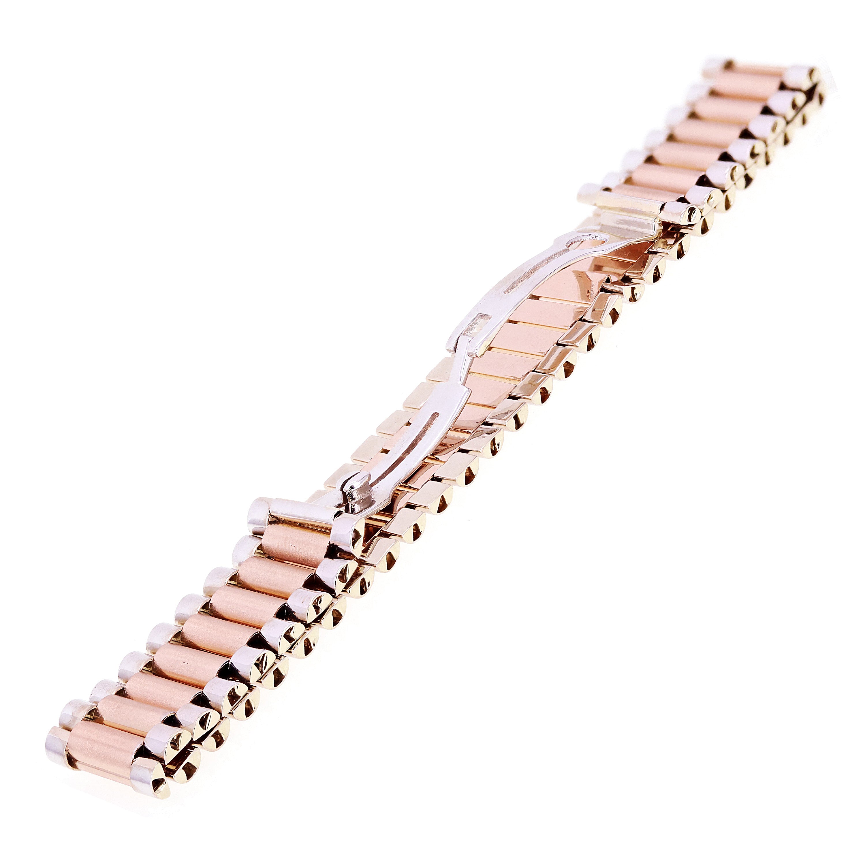 Italian Two-Tone 14k White & Rose Gold Watch Link Bracelet 8" 15.1mm 36 grams - 36 grams