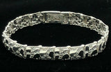 925 Sterling Silver Solid Nugget Bracelet Adjustable 8" 9.5mm 21.2 grams