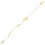 Italian 14k Yellow & White Gold Butterfly Charm Bar Link Bracelet 7.25" 1.5grams