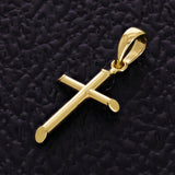 Italian 14k Yellow Gold Hollow High Polish Plain Cross Charm Pendant 1" 0.7 gram