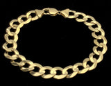 Men's 14k Solid Yellow Gold Flat Cuban Link Chain Bracelet 9.25" 11.5mm 25.9g
