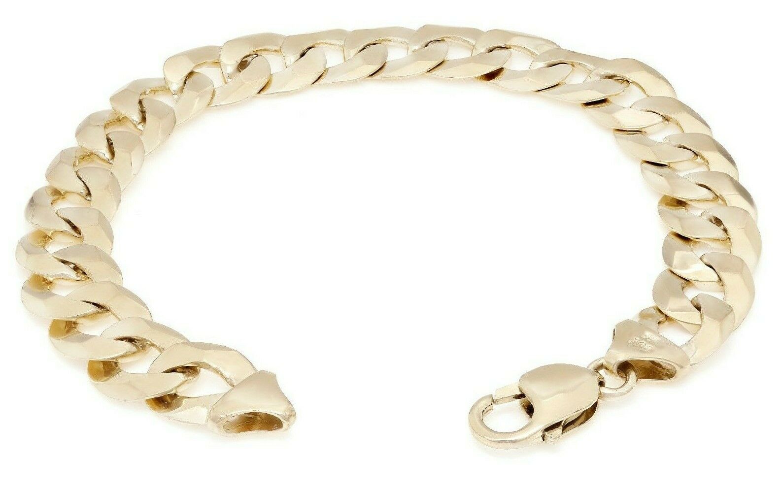 10k Yellow Gold Solid Flat Cuban Curb Link Chain Bracelet 8" 9mm 15.1 grams - Yellow,8"