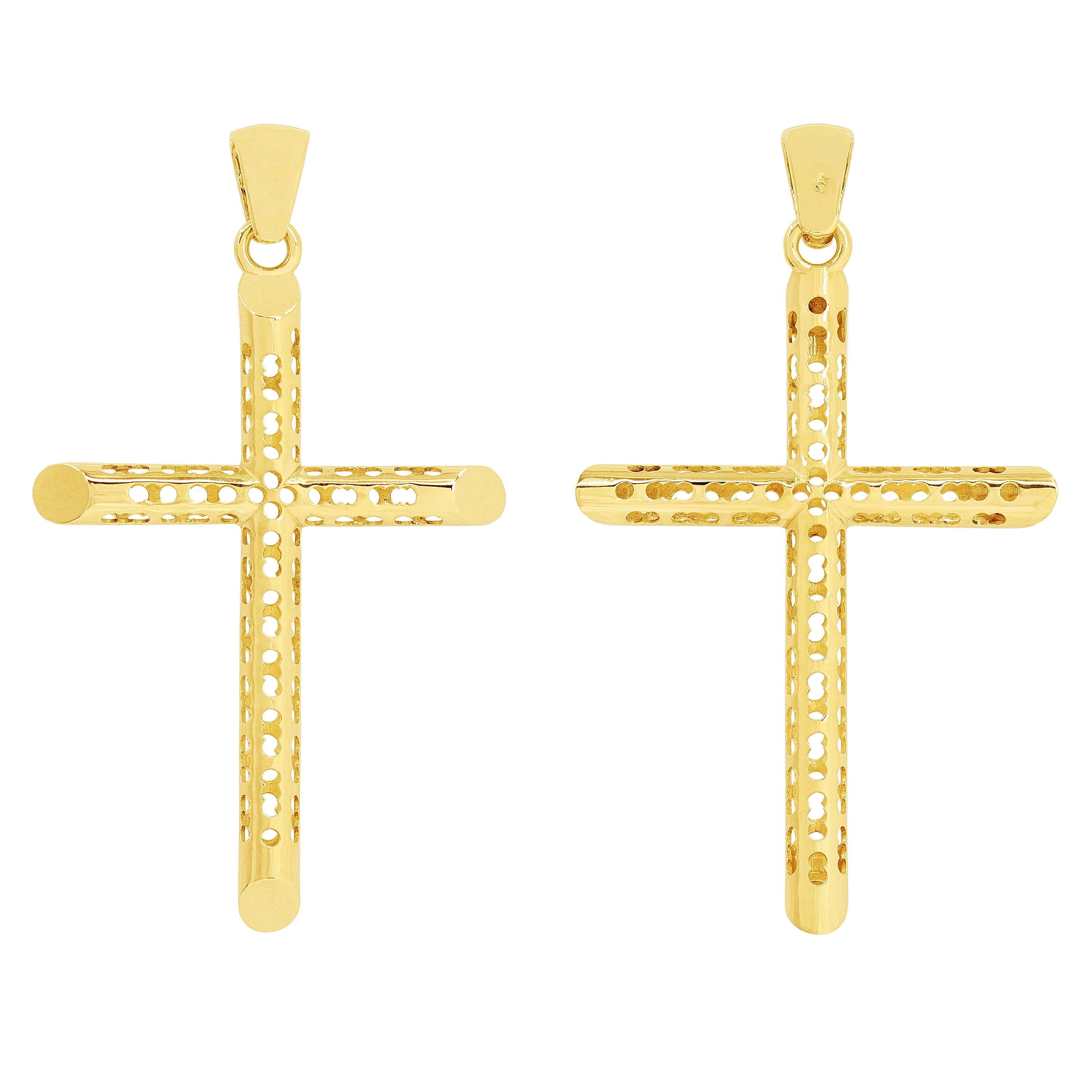 10k Yellow Gold 3D Cross Charm Pendant 2.5" 4.8 grams - Size 2 4.8 grams