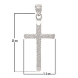 14k White Gold Diamond Cut Cross Religious Charm Pendant 1.3" 2.5 grams - White