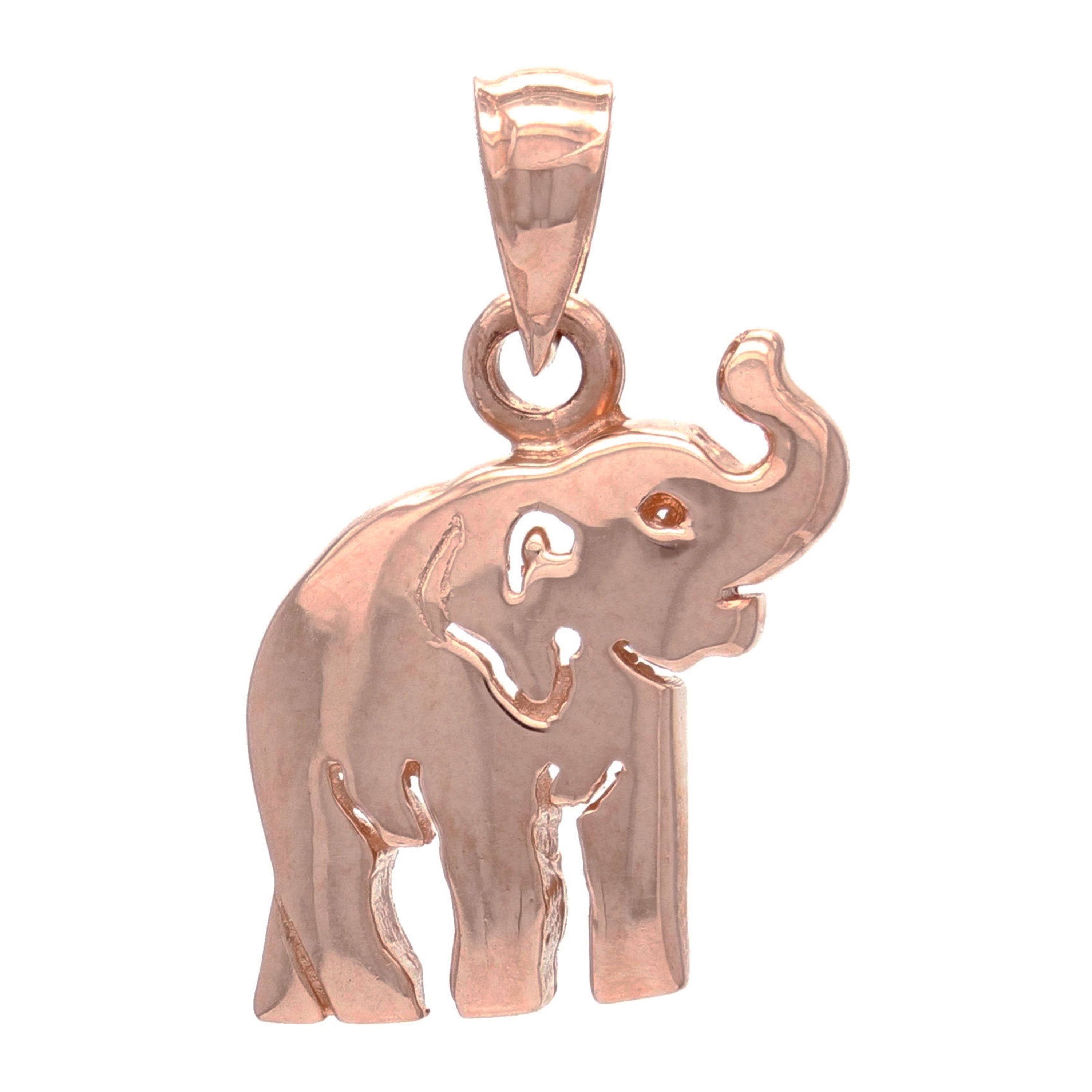 14k Rose Gold High Polish Good Luck Charm 3D Elephant Pendant 2.4 grams - Rose