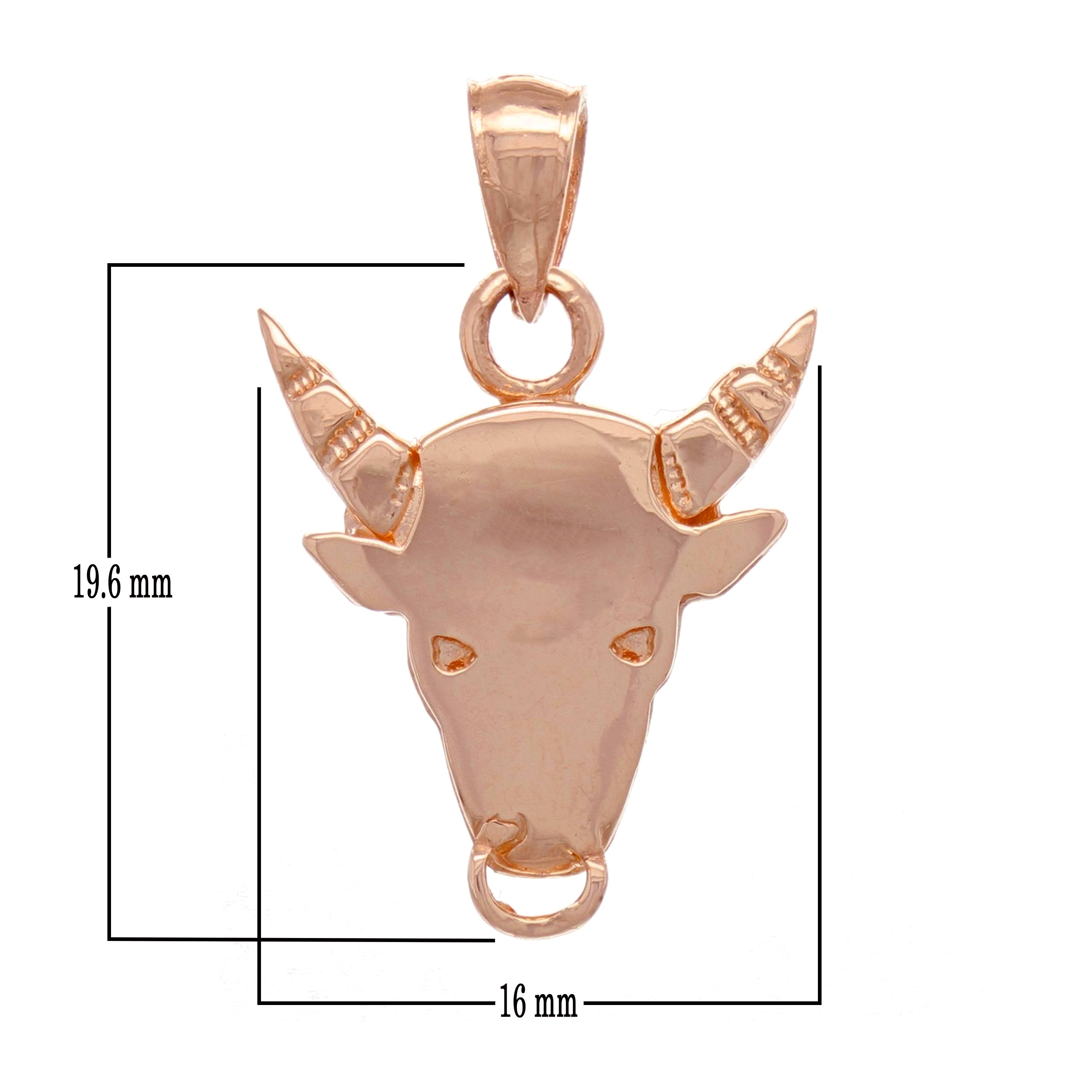 14k Rose Gold Bull Taurus Zodiac Sign Charm Pendant 3.7 grams - Rose