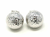 Italian 14k White Gold Diamond Cut Ball Stud Earrings 12mm 2.6 grams