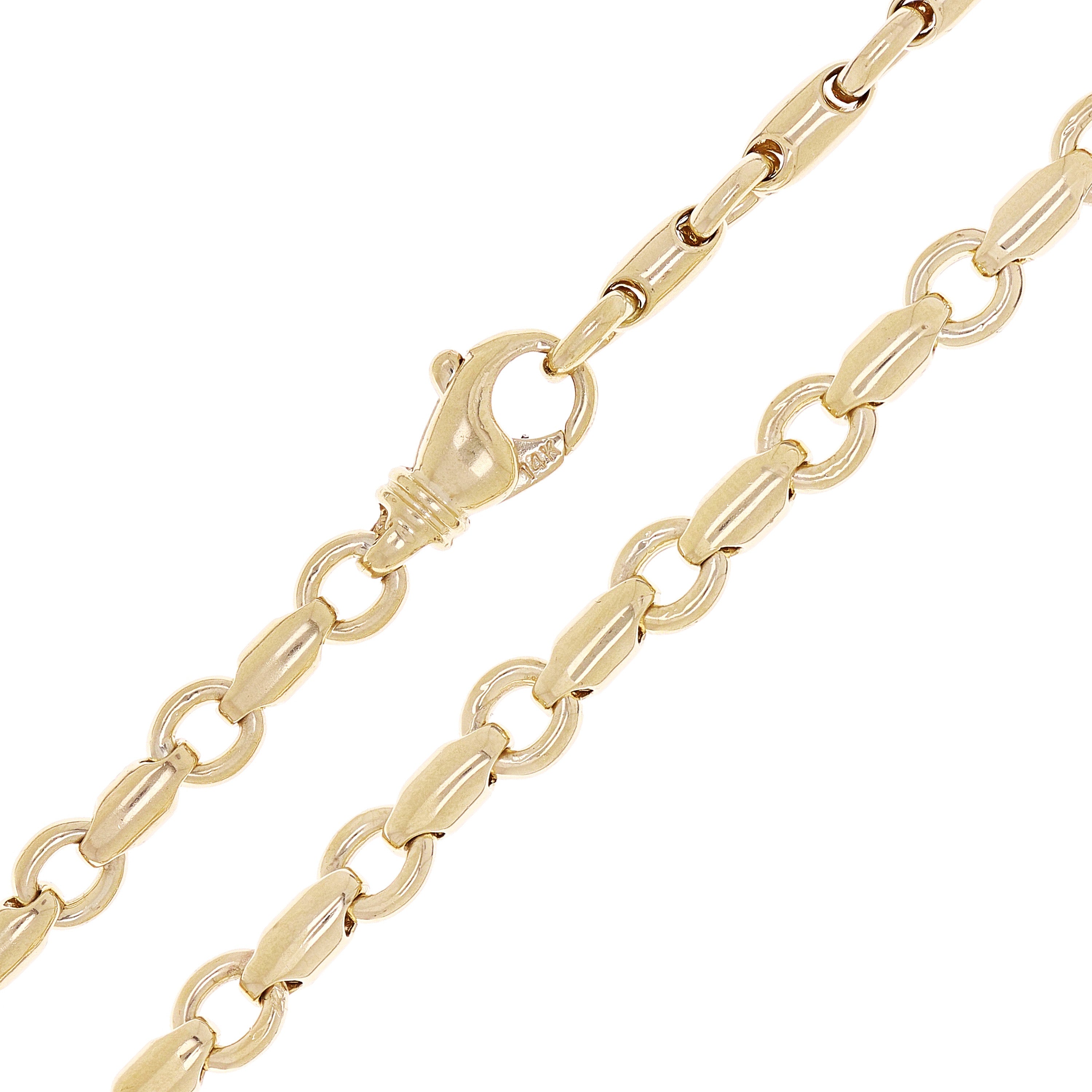 14k Yellow Gold Handmade Fashion Link Necklace 20" 6.5mm - 20"