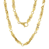 10k Yellow Gold Handmade Fashion Link Necklace 16" 7mm - Yellow,16"