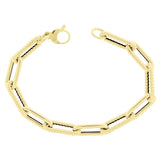 Italian 14k Yellow Gold Hollow Twisted Paper Clip Link Bracelet 8.75" 7.9mm 7.4g
