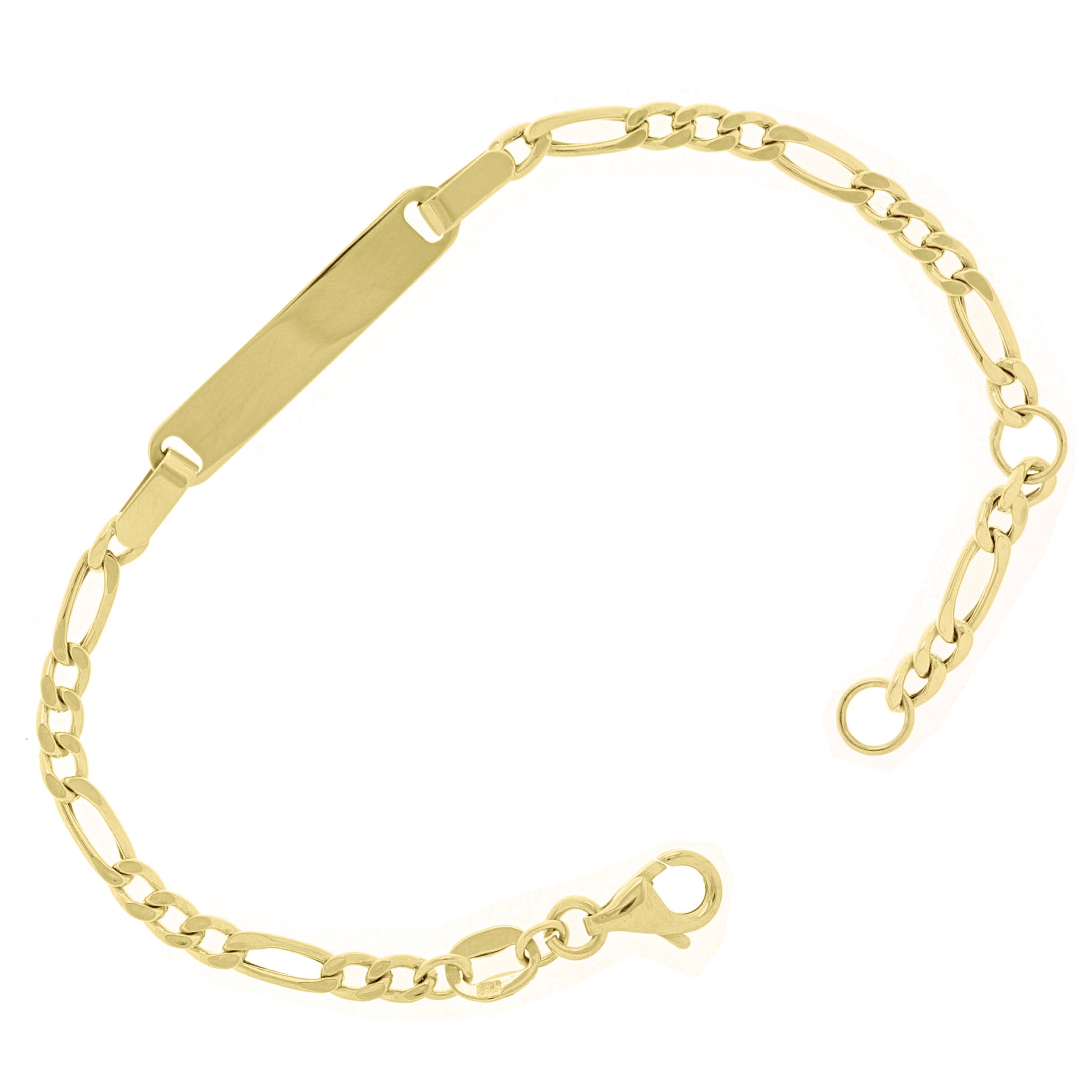 Italian 14k Yellow Gold Engravable Figaro Baby Kids ID Bracelet 5.5" 1.8 grams