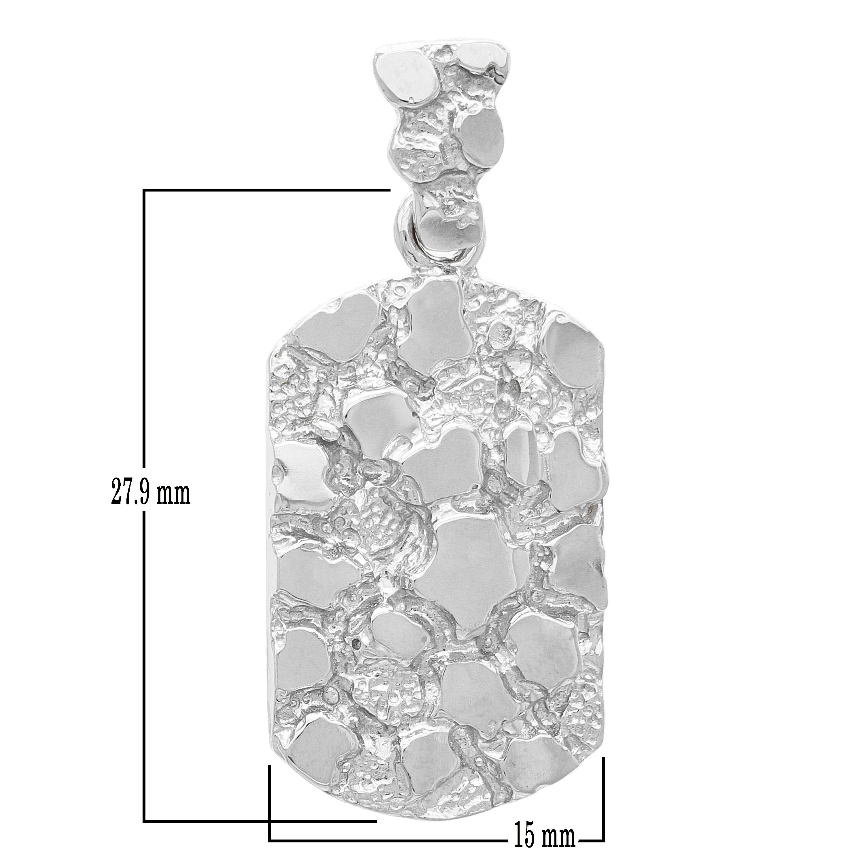 10k White Gold Dog Tag Nugget Charm Pendant 1.35" 5.7 grams - White