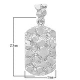 10k White Gold Dog Tag Nugget Charm Pendant 1.35" 5.7 grams - White