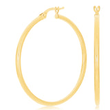 Italian 14k Yellow Gold High Polish 2mm 1.25" Diameter Round Hoop Earrings 1.8g