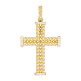 14k Yellow Gold 0.32ctw Diamond Wheat Cross Pendant 1.6" 6.6 grams
