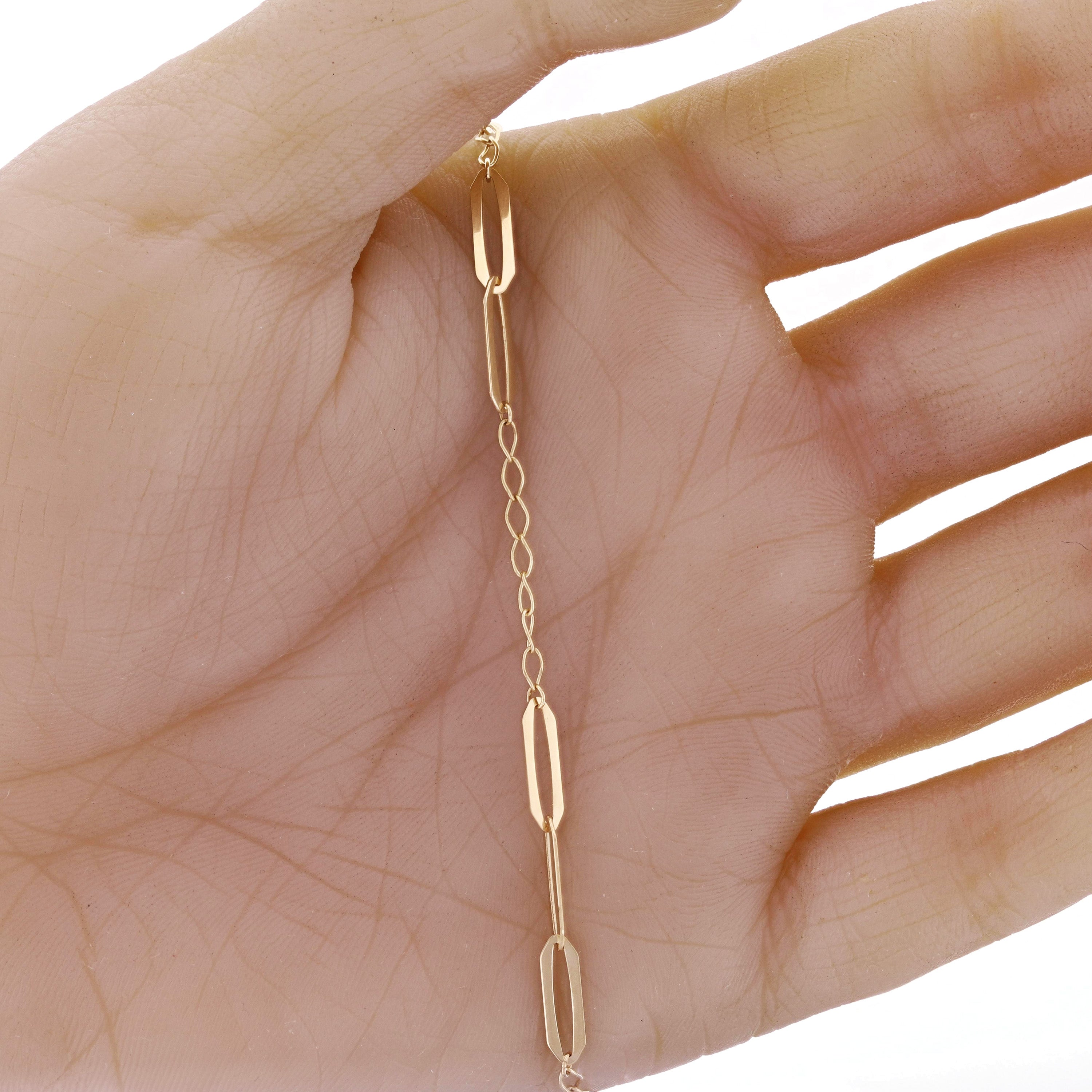 Italian 14k Yellow Gold Flat Oval Paper Clip Links Bracelet 7" 1.3 grams
