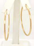 925 Sterling Silver Gold Plated Hoop Loop Hollow Earrings 1.9" 2.25mm 3 grams