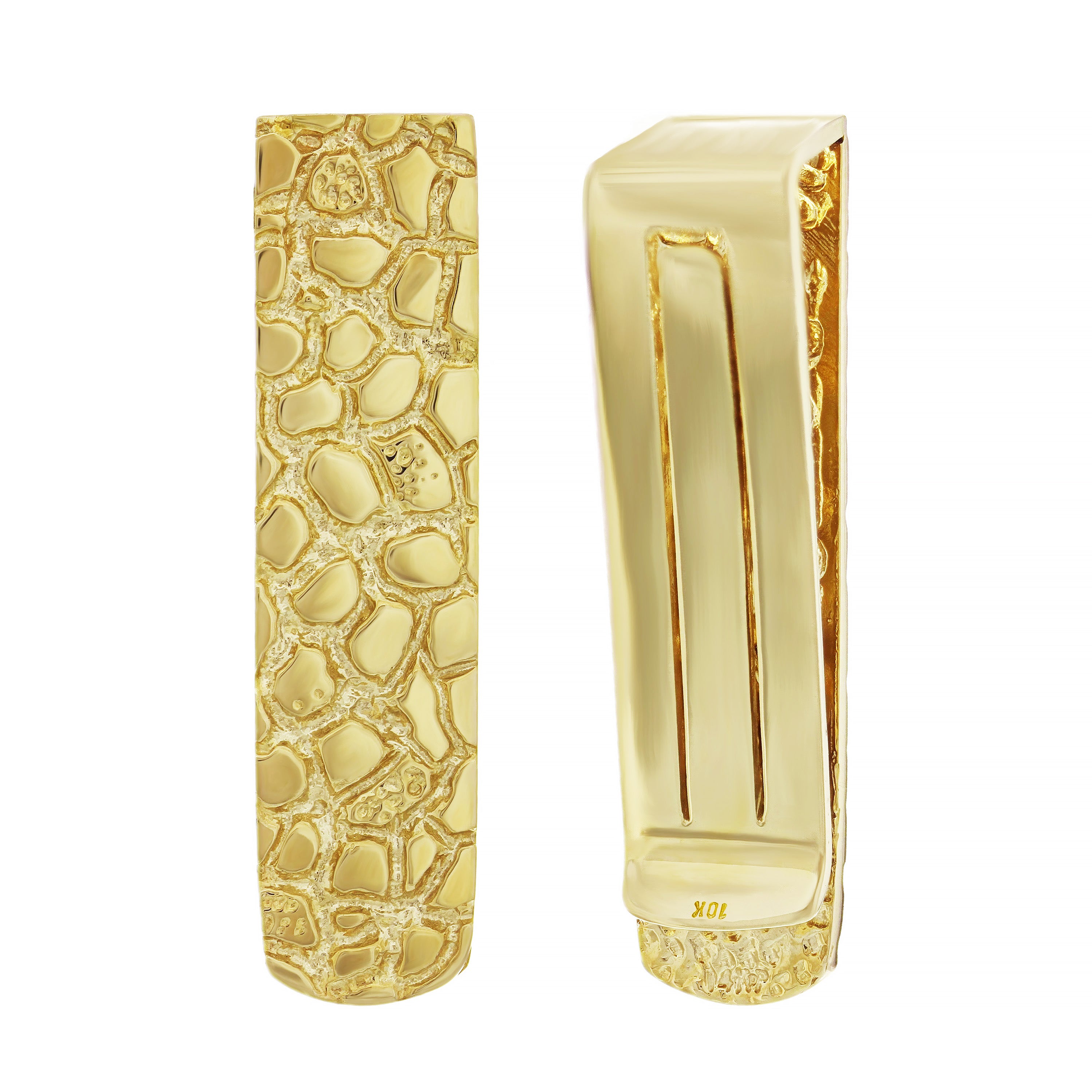 Men's 10k Yellow Gold Solid Nugget Money Clip Money Holder 1.8" 11.5 grams - Yellow