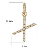14k Yellow Gold Diamond Initial Letter X Charm Pendant - Letter X,Yellow